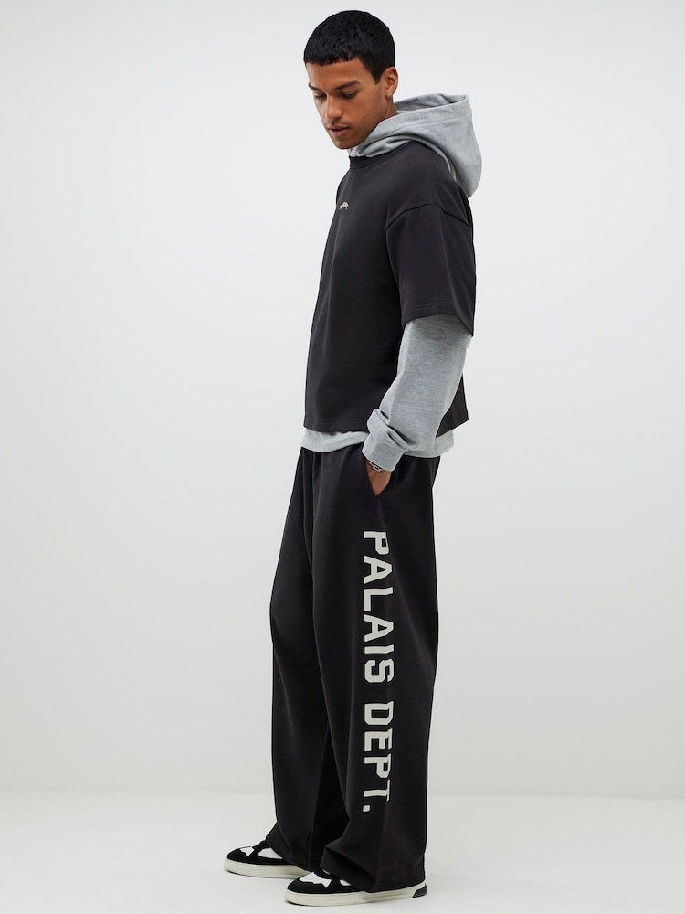 River Island Black Palais Dept Wide Fit Joggers - Image 1 of 4