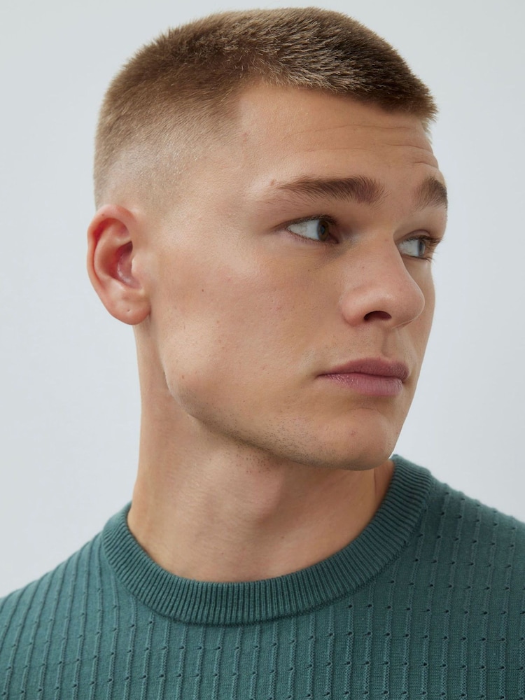 River Island Green Textured Muscle Fit Jumper - Image 4 of 4