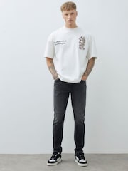 River Island Black Slim Fit Washed Stretch Jeans - Image 1 of 4