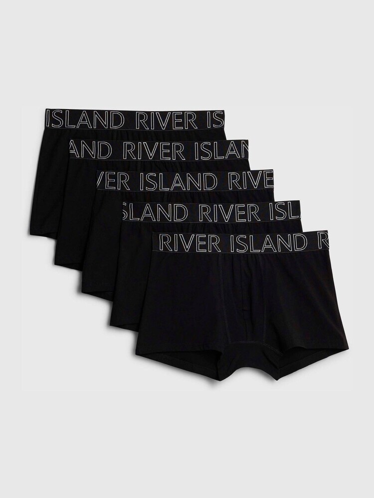 River Island Black Waist Band Trunks 5 Pack - Image 1 of 3