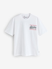 adidas White Loose Graphic Pizza 20 T-Shirt - Image 1 of 2