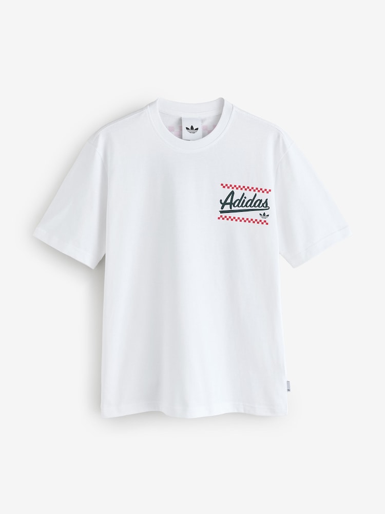 adidas White Loose Graphic Pizza 20 T-Shirt - Image 1 of 2