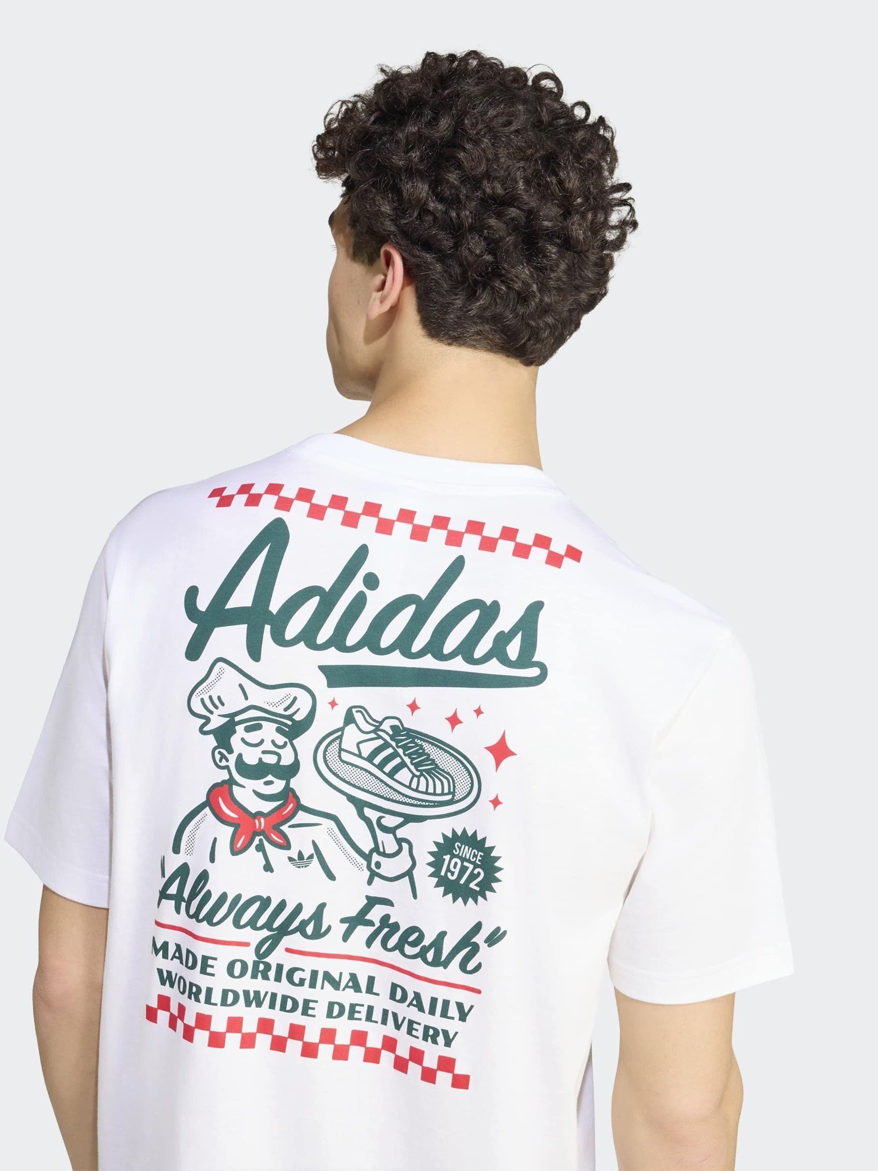 Buy adidas White Loose Graphic Pizza 20 T-Shirt from the Next UK