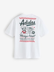 adidas White Loose Graphic Pizza 20 T-Shirt - Image 7 of 7