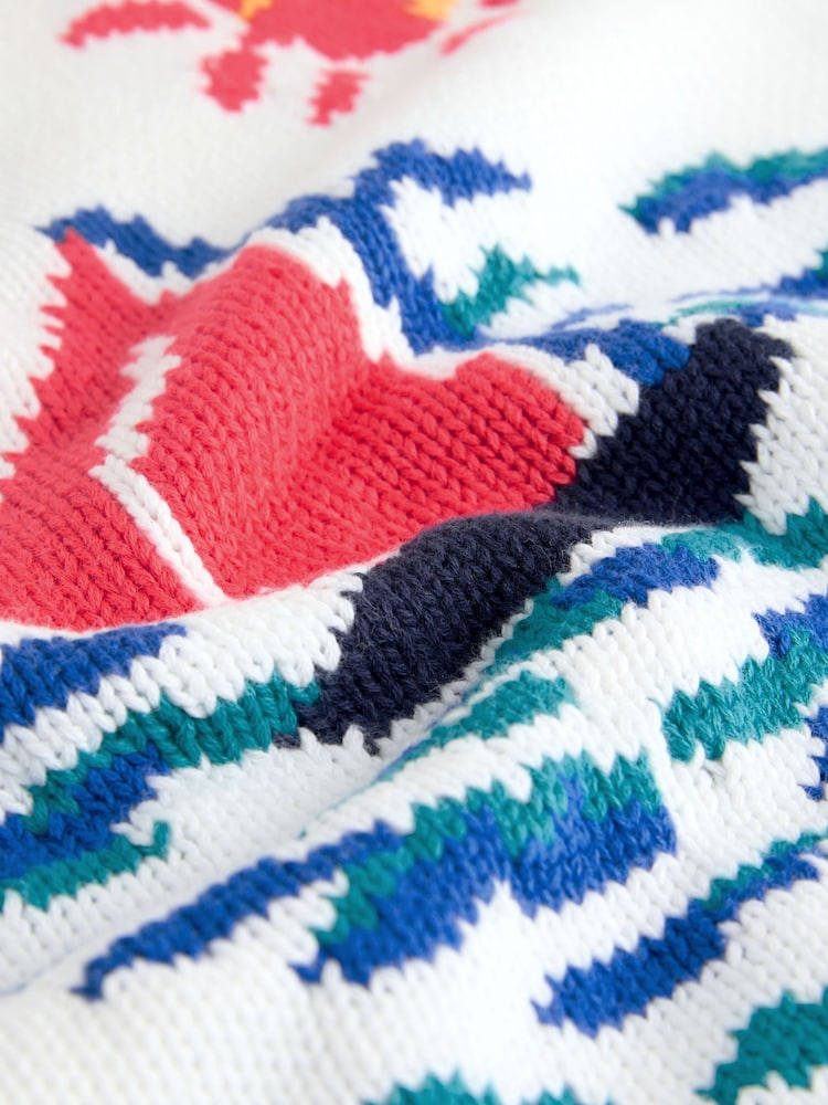 White Multi Scenic Cotton Jumper - Image 3 of 3