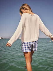 Weiß/Mehrfarbig - Baumwollpullover mit Landschaftsmotiv - Bild 4 von 8