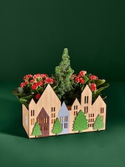 Red Trio of Christmas Plants in Light Up Wooden Box - Image 3 of 6