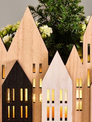 White Trio of Christmas Plants in Light Up Wooden Box - Image 2 of 6