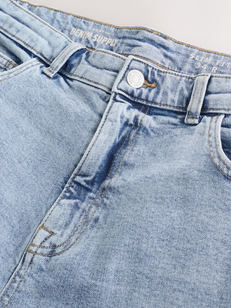 Bleach Blue Denim Single Slim Fit Classic Stretch Jeans - Image 2 of 4 Bleach Blue Denim Single Slim Fit Classic Stretch Jeans - Image 2 of 4