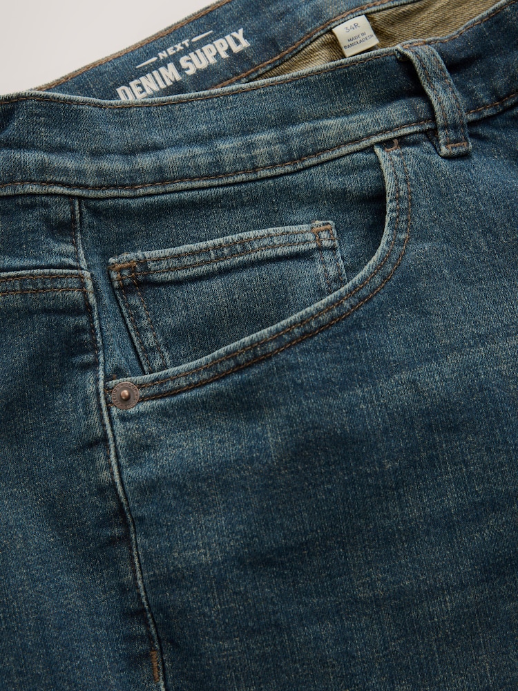 Blue/Green Tint Crosshatch Single Slim Fit Classic Stretch Jeans - Image 2 of 3 Blue/Green Tint Crosshatch Single Slim Fit Classic Stretch Jeans - Image 2 of 3