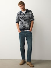 Կապույտ/կանաչ երանգի խաչաձև շտրիխ - Սովորական - Նուրբ դասական ձգվող ջինսեր - Պատկեր 5 11-ից