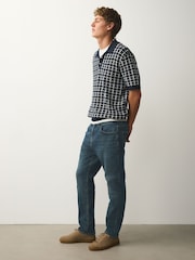 Կապույտ/կանաչ երանգի խաչաձև շտրիխ - Սովորական - Նուրբ դասական ձգվող ջինսեր - Պատկեր 6 11-ից