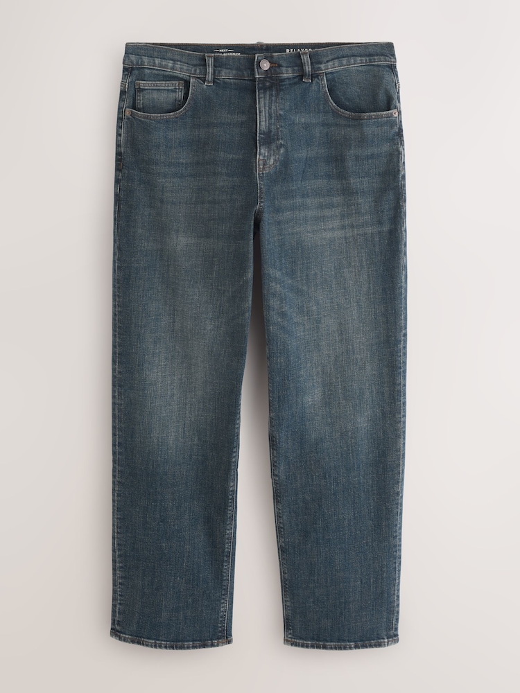 Blue/Green Tint Crosshatch - Κλασικό Ελαστικό Relaxed Fit Jeans - Εικόνα 1 από 4