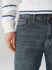 Blue/Green Tint Crosshatch Classic Stretch Relaxed Fit Jeans - Image 6 of 10