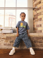 Blue Lion Car - تيشرت بكُم قصير مزين برسمة جرافيك (3 شهور-7 سنوات) - صورة 1 من 3