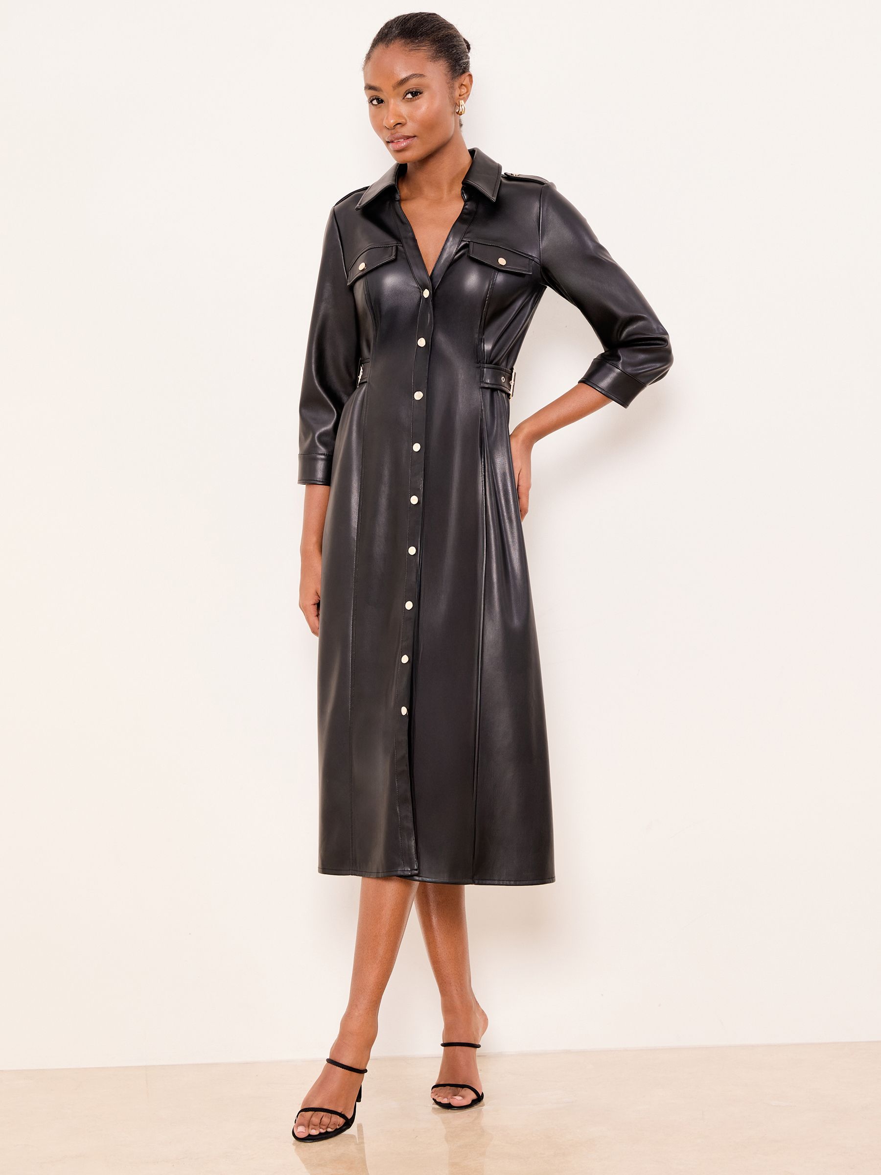 Buy Lipsy Black Faux Leather Buckle Detail Midi Dress from Next USA
