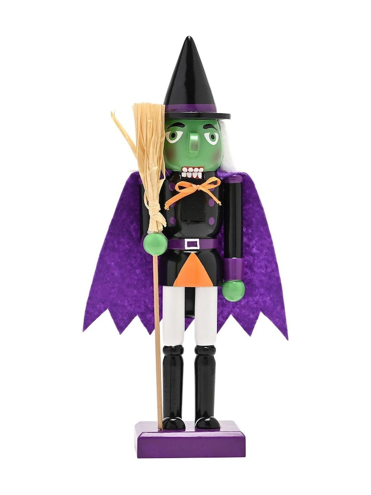 Widdop Purple Wooden Nutracker Witch 10 Ornament - Image 1 of 3 Widdop Purple Wooden Nutracker Witch 10 Ornament - Image 1 of 3