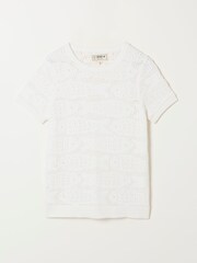 FatFace White Sardine Knitted Pattern Top - Image 1 of 1