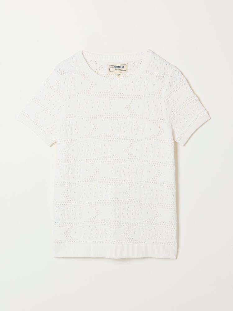 FatFace White Sardine Knitted Pattern Top - Image 1 of 1