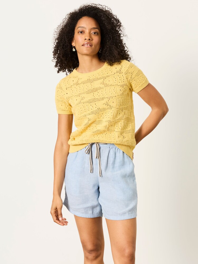 FatFace Yellow Sardine Knitted Pattern Top - Image 1 of 5