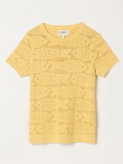 FatFace Yellow Sardine Knitted Pattern Top - Image 5 of 5