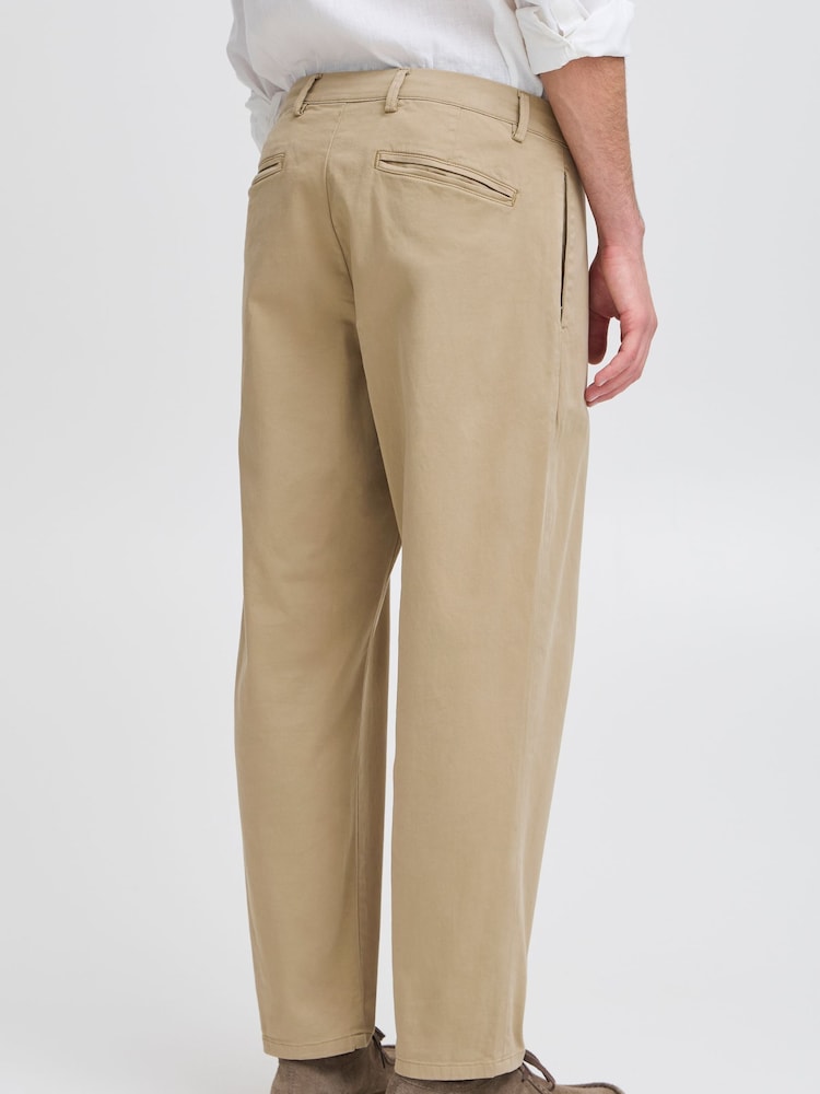 Casual Friday Brown Cfpepe Relaxed Fit Stretch Trousers - Image 2 of 8