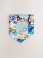 Blue Printed Bandeau Boobtube Scarf Top - Image 1 of 3