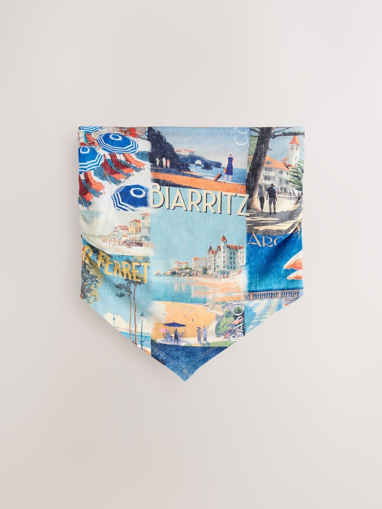 Blue Printed Bandeau Boobtube Scarf Top - Image 1 of 3