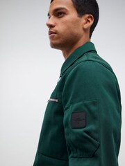 River Island Green Twill Tech Zip-Up Shacket - Image 3 of 4