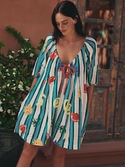 Eleanor Bowmer Multi Stripe 100% Cotton Beach Playsuit - Image 1 of 4