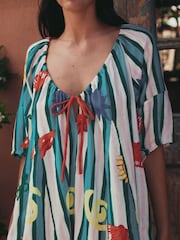 Eleanor Bowmer Multi Stripe 100% Cotton Beach Playsuit - Image 3 of 4