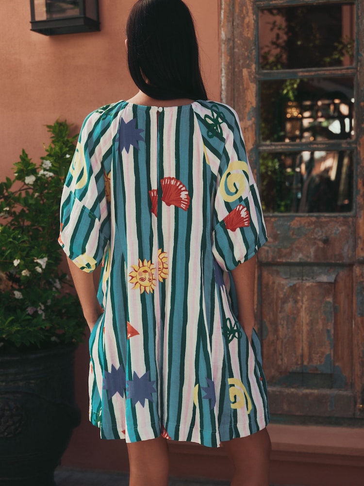 Eleanor Bowmer Multi Stripe 100% Cotton Beach Playsuit - Image 4 of 4