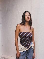 Purple Stripe Bandeau Boobtube Scarf Top - Image 3 of 5