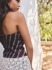 Purple Stripe Bandeau Boobtube Scarf Top - Image 4 of 5