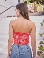 红色 - 抹胸围巾上衣 - 图片4 / 7