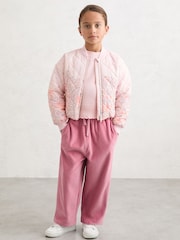 Reiss Pink Nina Quilted Floral Bomber Jacket - Image 1 of 5