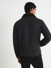 River Island Nubuck Zip-Up Shearling Jacket - Imagem 2 de 4