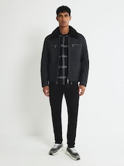 River Island Nubuck Zip-Up Shearling Jacket - Imagem 3 de 4