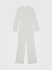 Reiss Ivory Evora Plunge-Neck Split-Sleeve Jumpsuit - Image 2 of 6