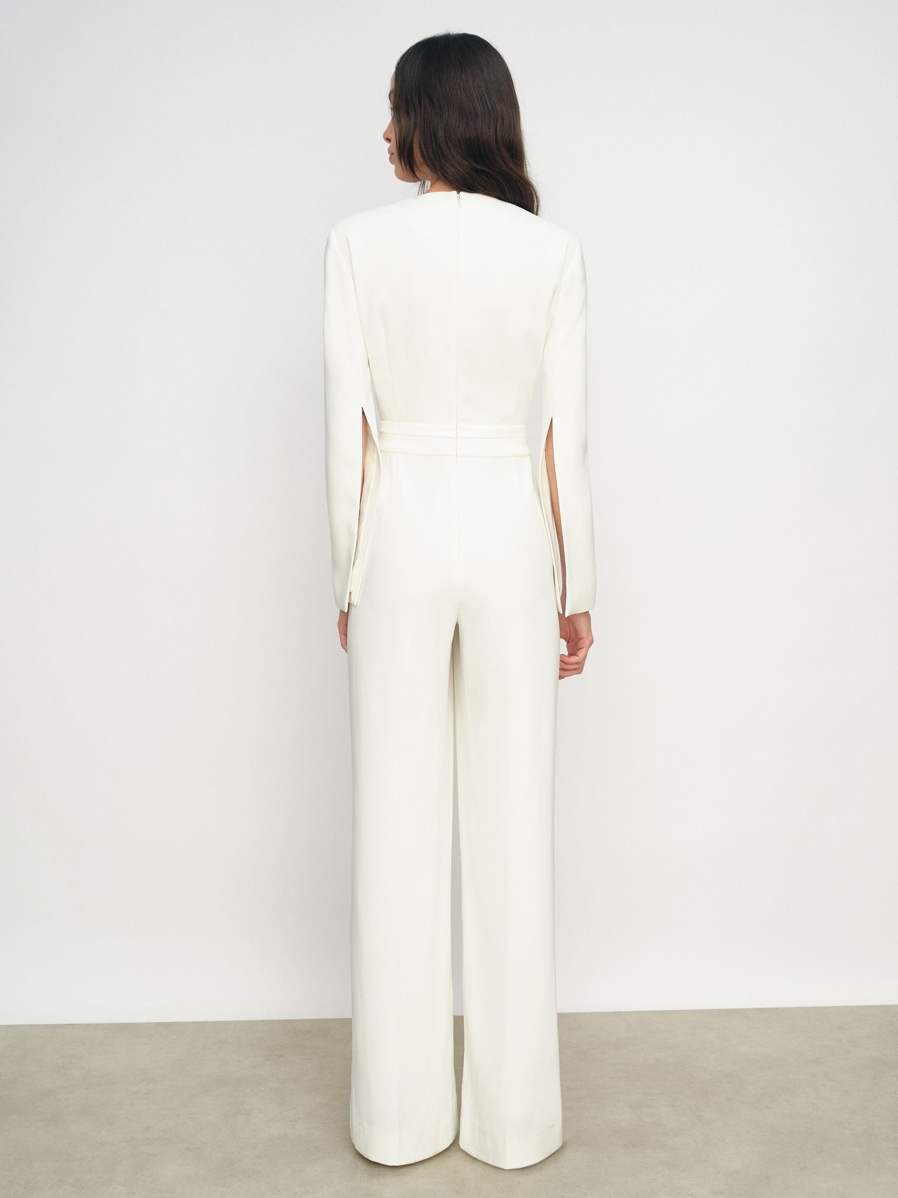 Buy Reiss Ivory Evora Plunge-Neck Split-Sleeve Jumpsuit from Next USA