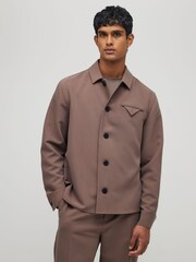 River Island Brown Button Up Soft Tailored Smart Overshirt - Image 1 of 4