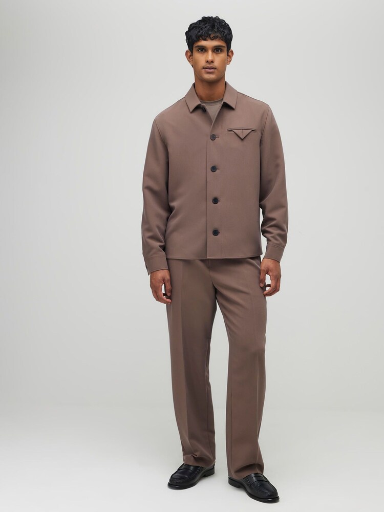 River Island Brown Button Up Soft Tailored Smart Overshirt - Image 2 of 4