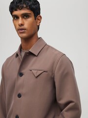 River Island Brown Button Up Soft Tailored Smart Overshirt - Image 3 of 4