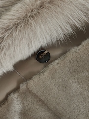Reiss Neutral Elia Shearling And Leather Coat - Image 7 of 7