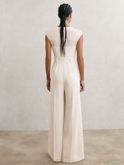 Reiss Alba Sheer-Panel Wide-Leg Belted Jumpsuit - Imagen 5 de 6