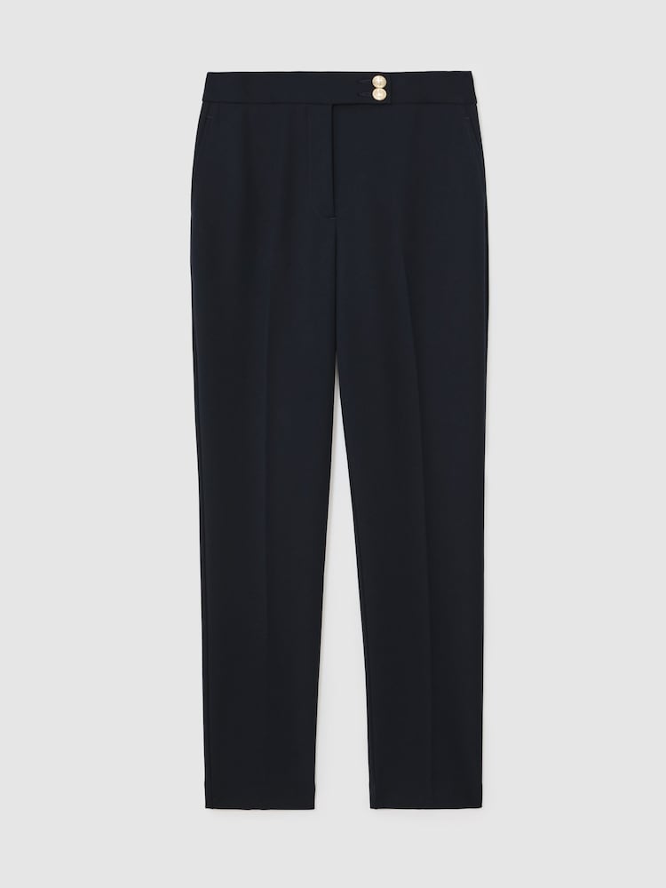 Reiss Navy Gabriel Tapered Button-Detail Trousers - Image 2 of 6 Reiss Navy Gabriel Tapered Button-Detail Trousers - Image 2 of 6