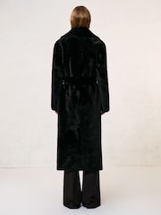 Reiss Chocolate Brown Teo Shearling Belted Coat - Image 5 of 7