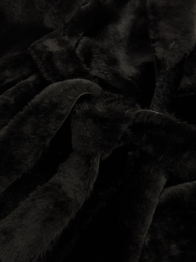 Reiss Chocolate Brown Teo Shearling Belted Coat - Image 7 of 7 Reiss Chocolate Brown Teo Shearling Belted Coat - Image 7 of 7