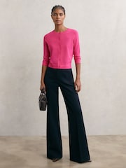 Reiss Bright Pink Mara Lightweight Cropped Cardigan - Image 1 of 6
