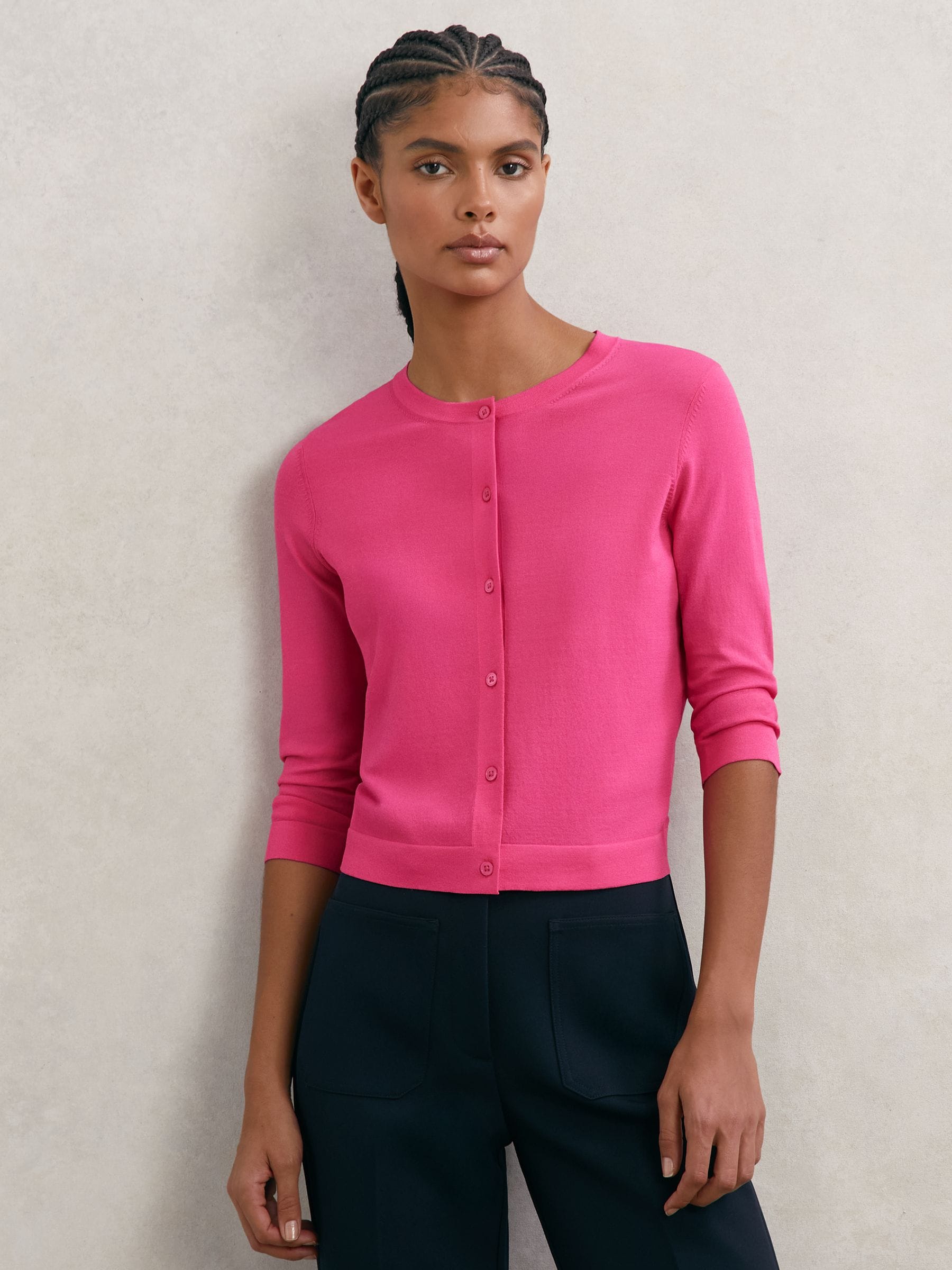 Buy Reiss Bright Pink Mara Lightweight Cropped Cardigan from Next